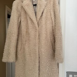 FAUX FUR ELIZA J CREAM SHEARLING FUR COAT